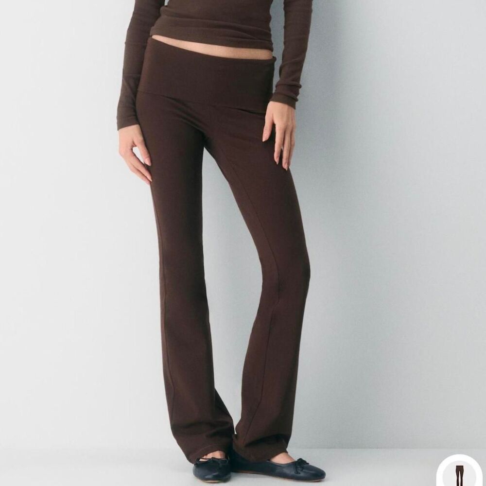 aritzia homestretch smooth amp foldover pant rich mocha brown